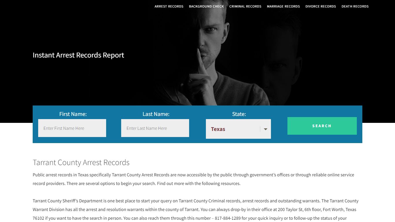 Tarrant County Arrest Records | Get Instant Reports On People